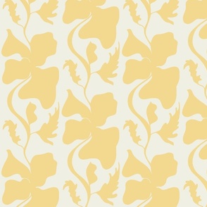 Surreal poppy flower melting wavy stripe / upholstery modern / bold wallpaper / happy yellow off white