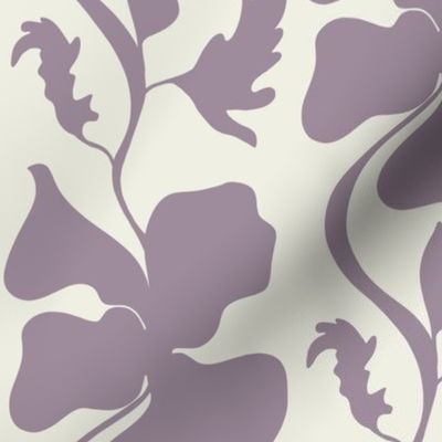 Surreal poppy flower melting wavy stripe / upholstery modern / bold wallpaper / hazy lilac off white / lavender