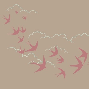 Sky Dance birds in cream