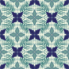 Medium Flower Like a Butterfly in a Cool Midnight Blue and Verdigris Green