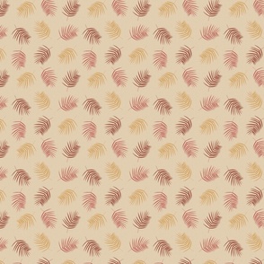 Medium Palm Leaves in Red, Pink and Gold with Textured Background 