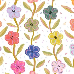 Colorful Linework Floral Trellis with confetti