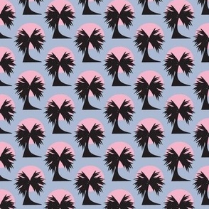 Palm tree beach design on blue background