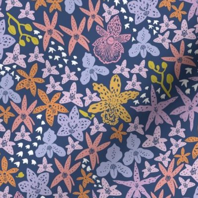 Orchid Superbloom on Navy Blue (medium print)