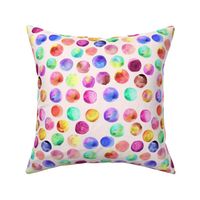 Rainbow Polka Dots Watercolor On Blush