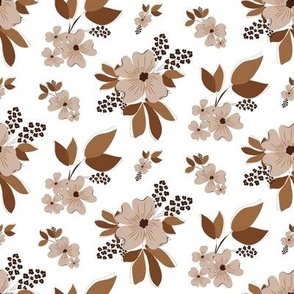 The Hazel Print (White Colourway) - Earthy Autumnal Floral