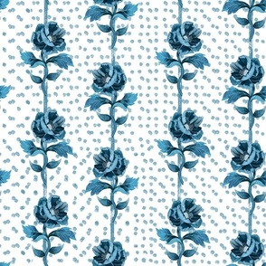 Blue and white Flowers and stripes, block print, Indian