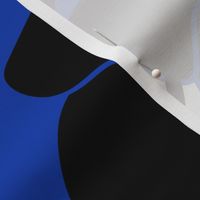 Bold Minimalist -  Black And White Poppy On Bright Luxe Blue.
