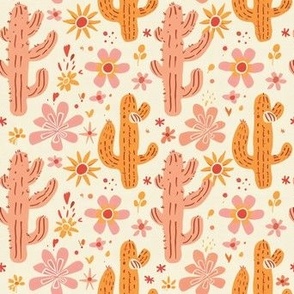 Western pink cactus and flower desert orange 