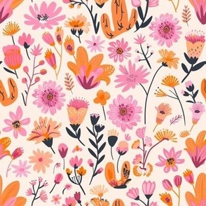 Tiny pink and orange flowers girly girl teen flower 