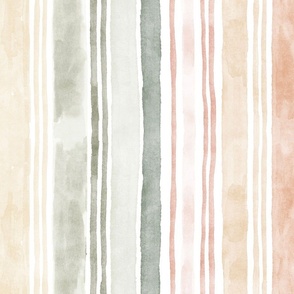 Freehand Vertical Watercolor Stripes Various Colors_Large_boho, neutral, beige, apricot, olive