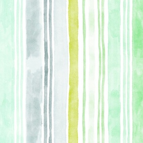 Freehand Vertical Watercolor Stripes Various Colors_Large_lemon soda, green, metallic, lime, slate, blue grey, mint, green