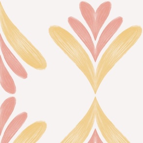 Floral Hearts Stripes in Pink & Yellow XL