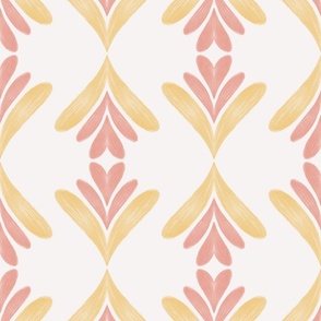 Floral Hearts Stripes in Pink & Yellow Large