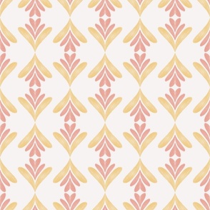 Floral Hearts Stripes in Pink & Yellow Small
