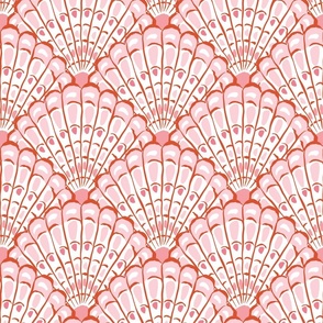 Scallop seashells/coral pink/large