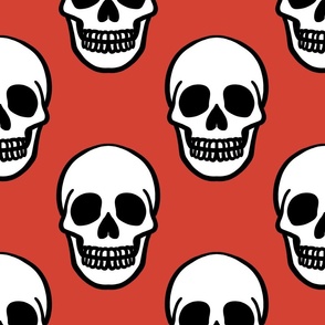 (LARGE) Simple Skull Bright Coral Red Background
