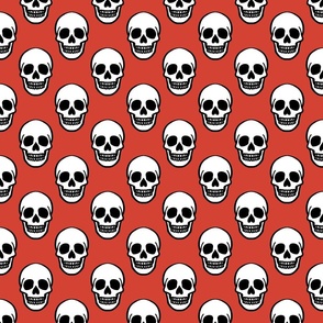 (SMALL) Simple Skull Bright Coral Red Background
