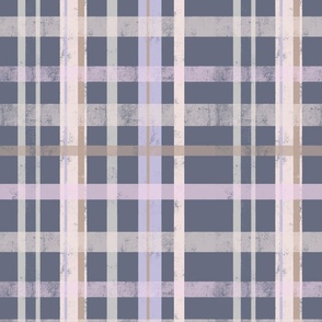 Modern textured plaid | Blue grey, Dover white and Taupe grey