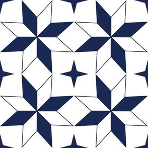 Moroccan Star 3 - White and Deep Navy