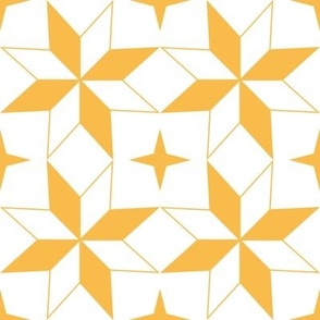 Moroccan Star 3 - White and Golden Yellow