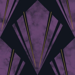 Art Deco 20s Geometric stripes Violet black gold