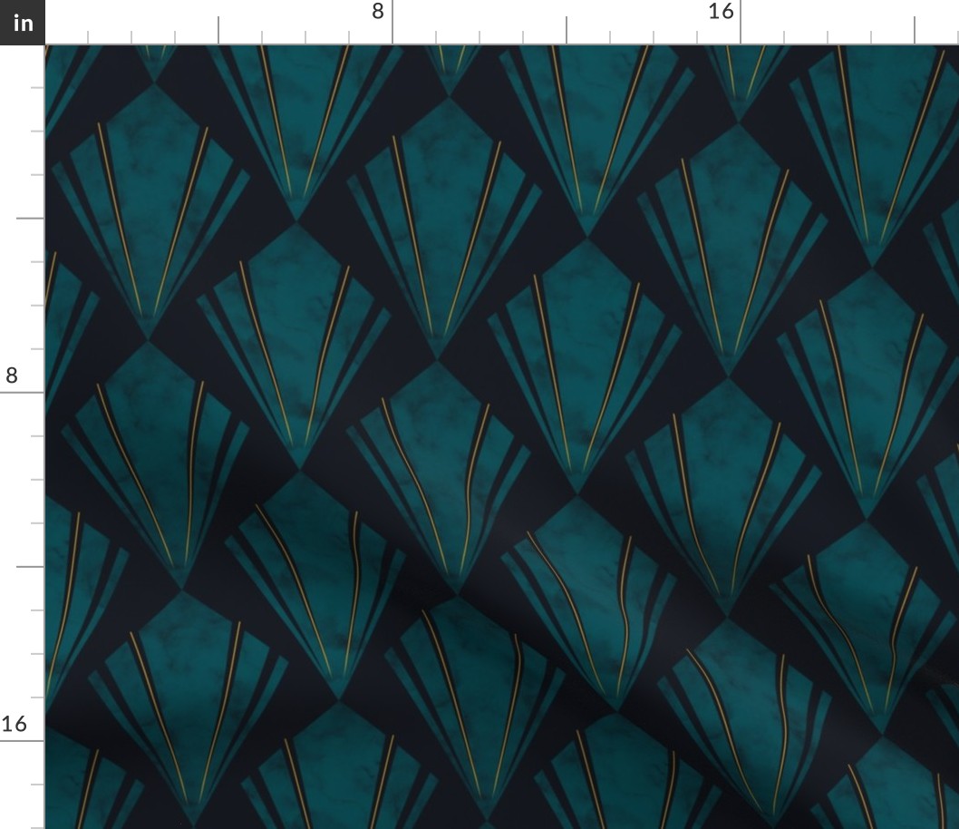 (small) Art Deco 20s Geometric stripes teal black gold