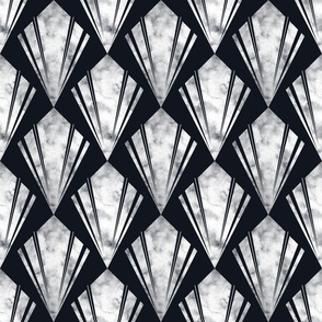 (small) Art Deco 20s Geometric stripes black and white 