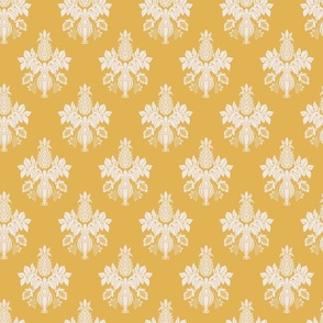 Pineapple Demask yellow and cream 6in