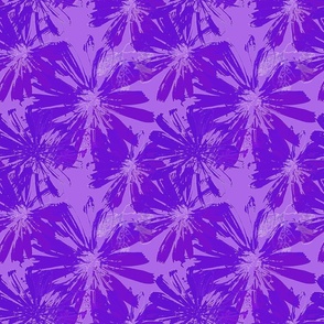 Monochrome retro floral pattern. Purple flowers on a lilac background.
