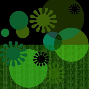 house party modern flower power circles jumbo large scale green black