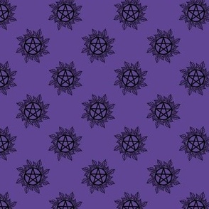 Little Leaf Pentagrams Black And Purple