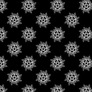 Little Leaf Pentagrams White  And  Black