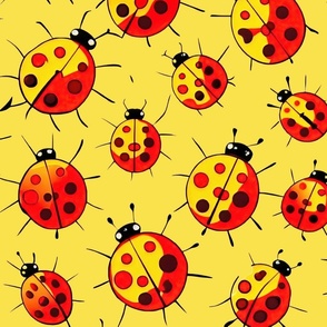 Ladaybugs on yellow background L
