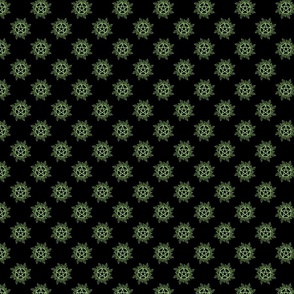 Little Leaf Pentagrams Light Green  And  Black