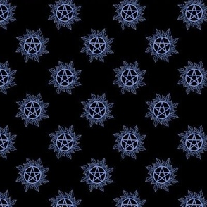 Little Leaf Pentagrams Light Blue  And  Black