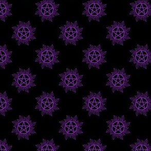 Little Leaf Pentagrams Purple  And  Black