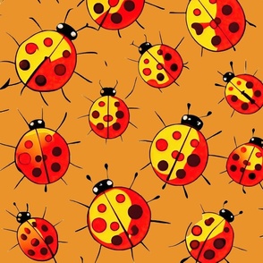 ladybugs on orange background L