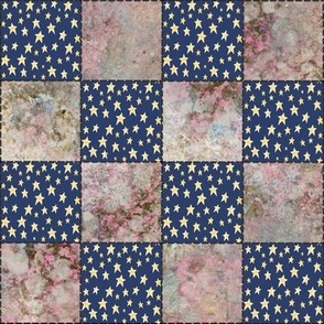 Faux Stitched Patchwork, 2 inch Quilt Blocks, Abstract and Blue