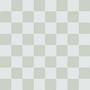 Small Checkerboard Squares with Curved Corners in light sage and light grey