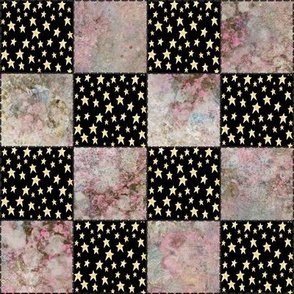 Faux Stitched Patchwork, 2 inch Quilt Blocks, Abstract and Black