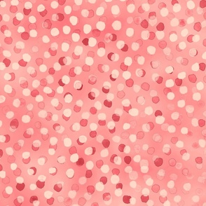 Confetti Party Wall- Watercolor Polka Dots- Festive Celebration- Mardi Grass- Peach- Soft Orange- Flamingo Pink- Coral- Baby Girl Nursery Wallpaper