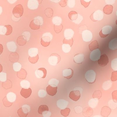Confetti Party Wall- Watercolor Polka Dots- Festive Celebration- Mardi Grass- Peach- Soft Orange- Blush- Baby Girl Nursery Wallpaper
