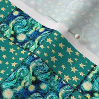 Faux Stitched Patchwork, 2 inch Quilt Blocks, Starry Night and Teal