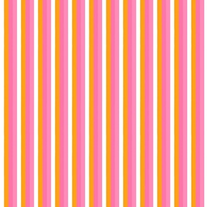 Skinny Stripes - Hibiscus Pink, Petal Pink, Tangerine Orange & White