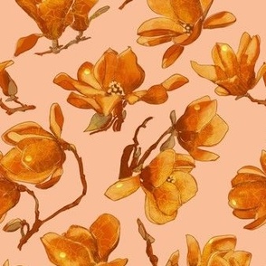 Golden magnolias on peach fuzz