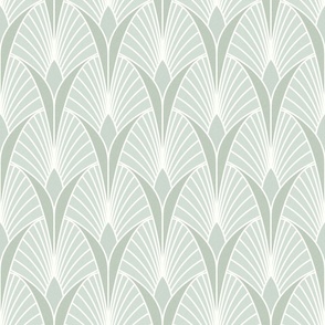 S Art Deco Scallop Fans Light Sage Green