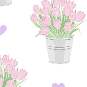 Pink Tulips Pots And Mauve Hearts_100Size