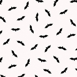 Minimalist Tiny black bats on off white | black and White Halloween