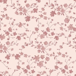 Pale pink wildflowes. Monotone floral nursery.